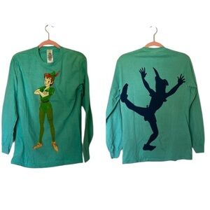 NWOT Disney Parks Peter Pan Long Sleeve Double sided Crew Neck Tee Size XS